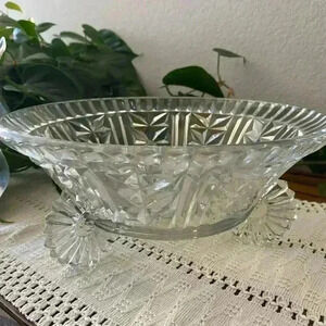 RARE Vintage Tchecoslovaquie 1920’s Crystal Footed Bowl